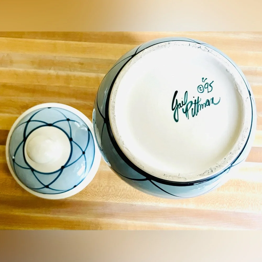 Ceramic Floral Kitchen Canister - Blue and Green